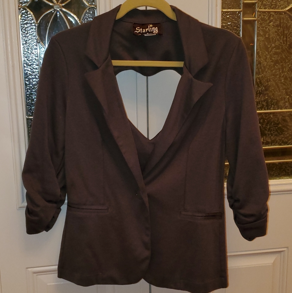 Starling brand Juniors size large 3/4 ruched sleeve fashion jacket.